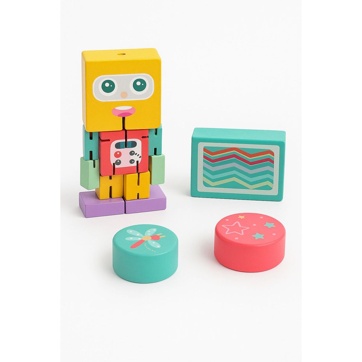 GENERICO - Juguete Didáctico Rompecabezas de Madera Robot y Figuras