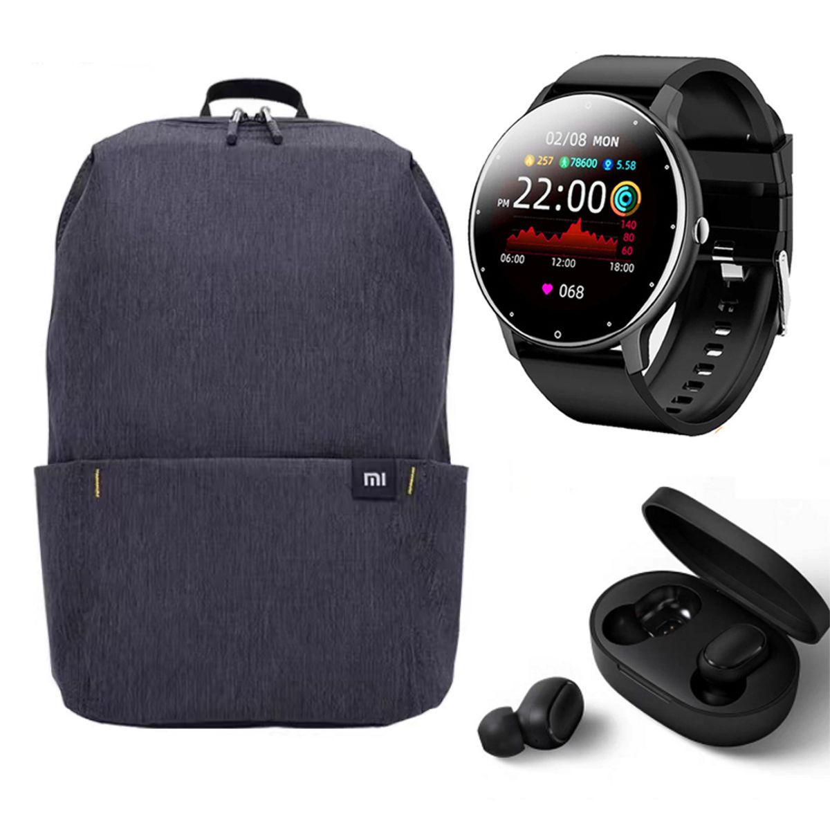 XIAOMI - Xiaomi Airdots 2 Tws Bluetooth y Toumi Fit 2 Reloj inteligente y Mochila