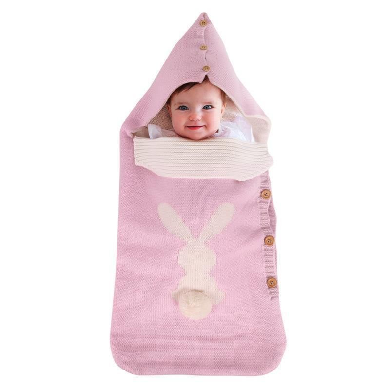 GARSIL - Saco Manta Envoltura De Dormir Forrado Chiporro Manta Abrigo Para Bebe conejo Rosa