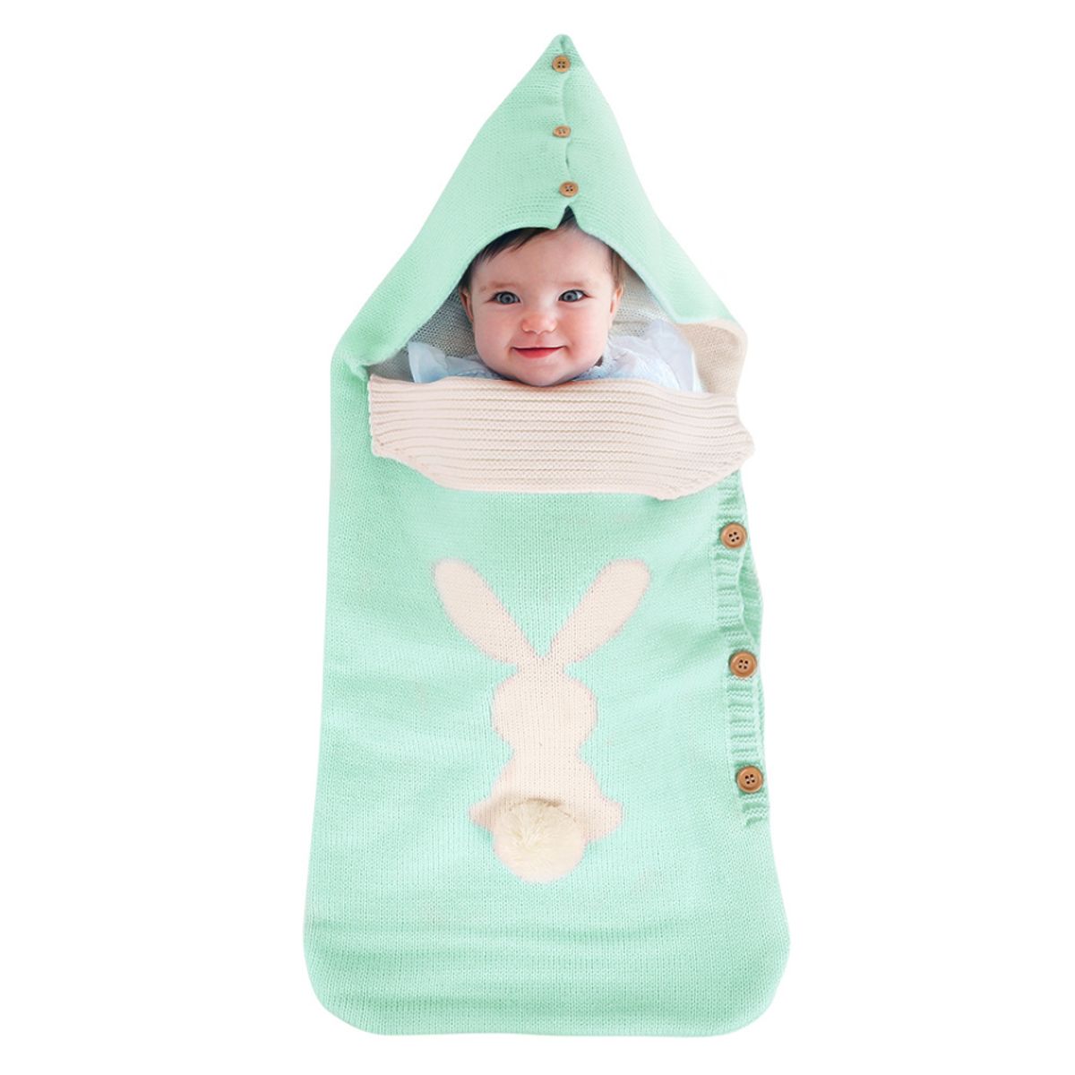 GARSIL - Saco Manta Envoltura De Dormir Forrado Chiporro Manta Abrigo Para Bebe conejo Verde