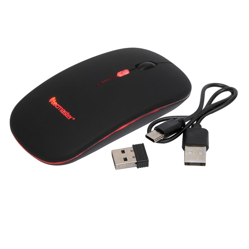 TECMASTER - Mouse Dual Recargable Inalámbrico Bluetooth Tecmaster Negro