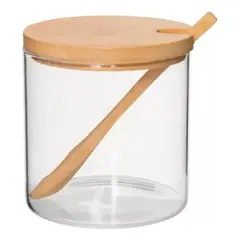GENERICO - Azucarera Frasco Con Tapa De Madera + Cuchara 700ml
