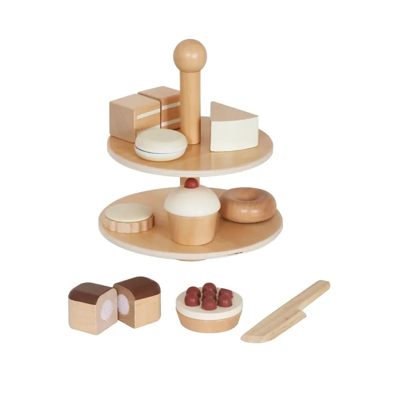 Set Juego Pasteleria Corta Postre Infantil Nino Madera Bandu