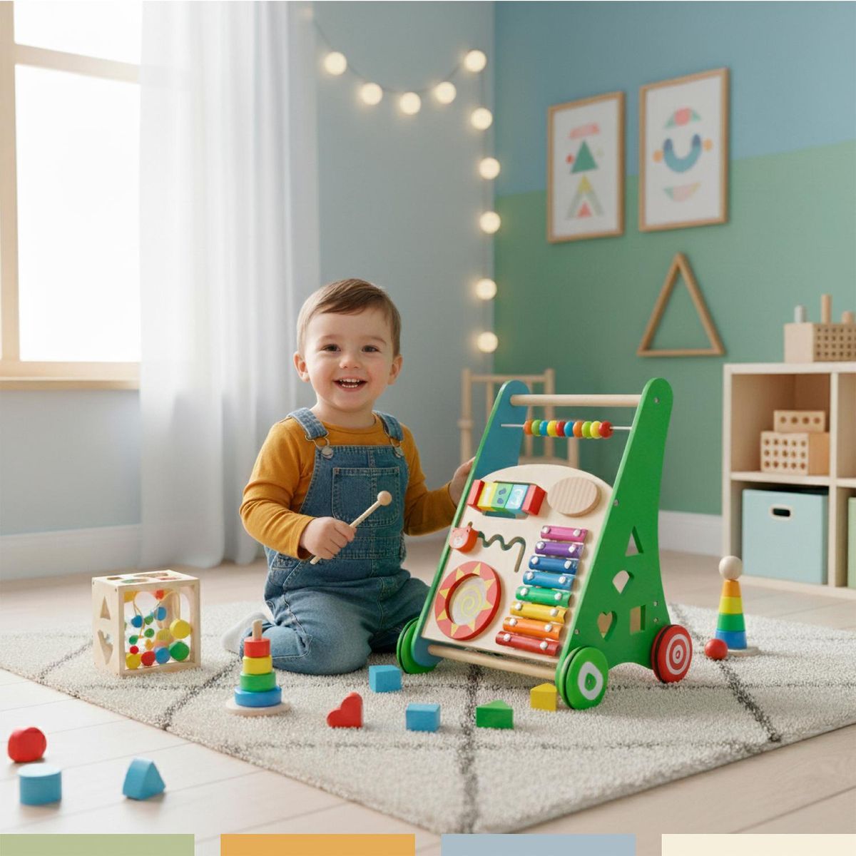 BANDU - Andador Correpasillos Bebe Didáctico Madera Bandú - Verde