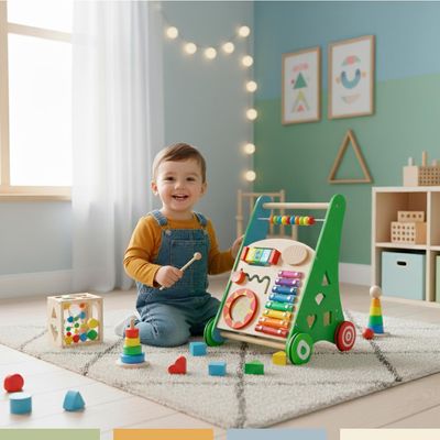 Imagen 2 del producto Andador Correpasillos Bebe Didáctico Madera Bandú - Verde