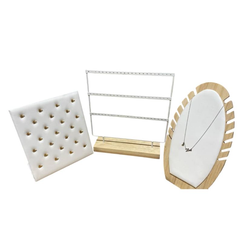 GENERICO - Kit Completo de Exhibidores de Joyas Blanco
