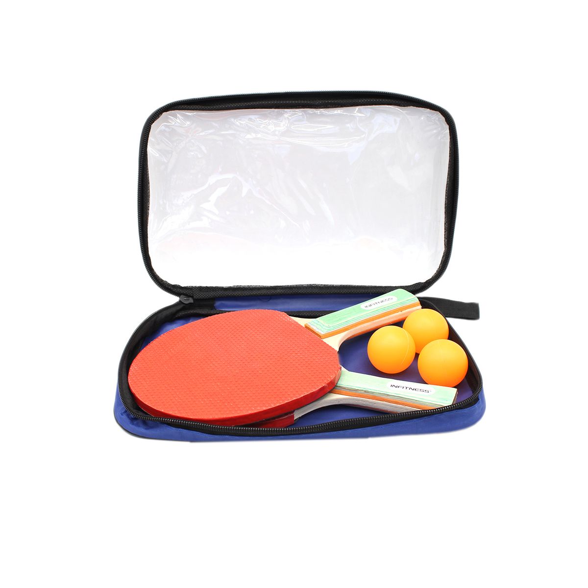 INFITNESS - Set 2 Paletas Ping Pong Estuche + 3 Pelotas - Ps