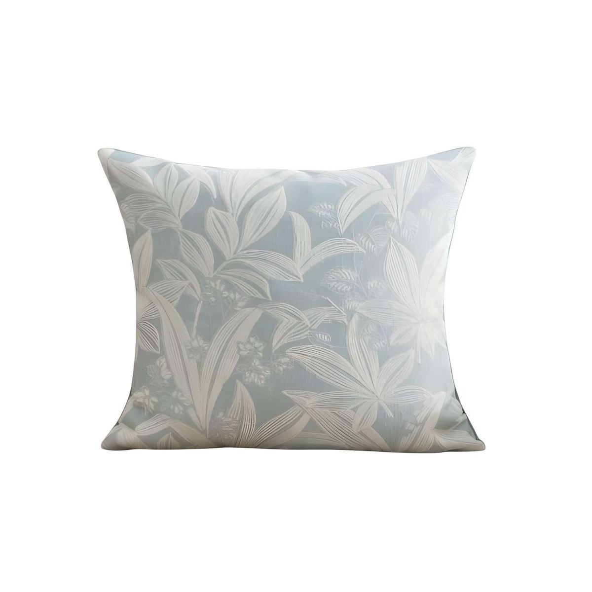 GENERICO - SET DE 2 FUNDAS PELUDAS DE HOJAS 45X45 CELESTE