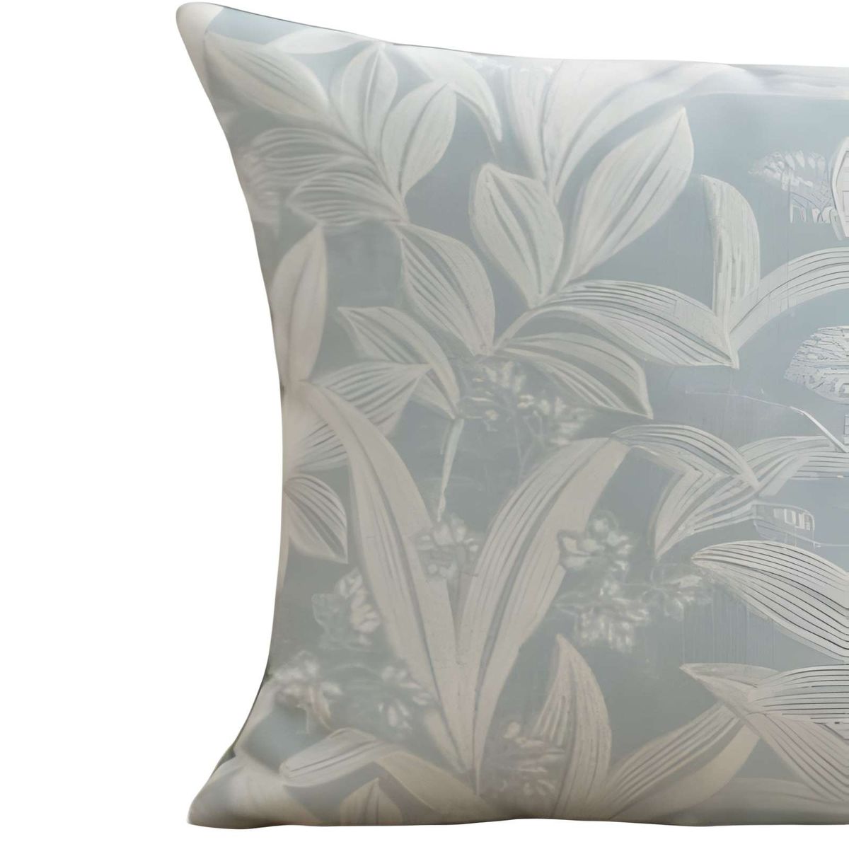 GENERICO - SET DE 2 FUNDAS PELUDAS DE HOJAS 45X45 CELESTE