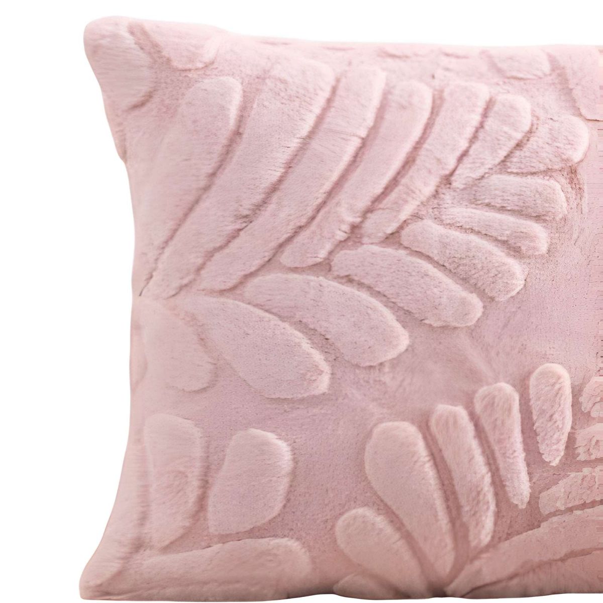 GENERICO - SET DE 2 FUNDAS PELUDAS DE HOJA MODERNA 45X45 ROSA