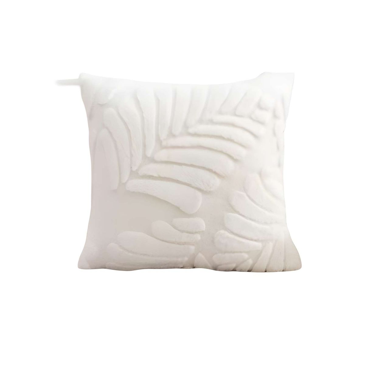 GENERICO - SET DE 4 FUNDAS PELUDAS DE HOJA MODERNA 45X45 BLANCO