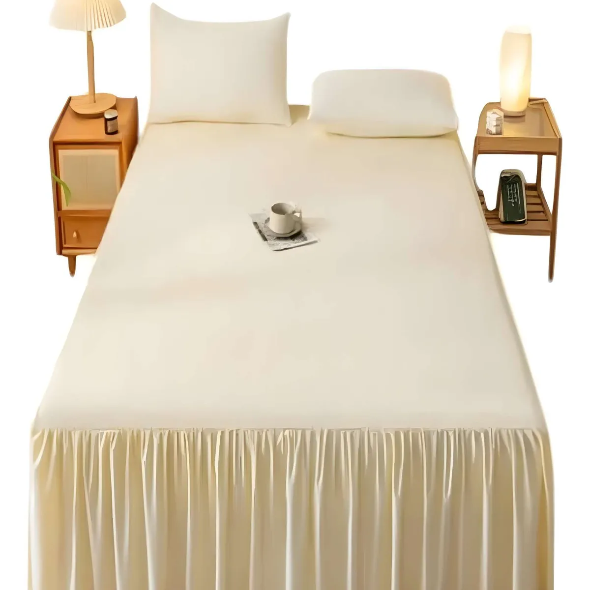 GENERICO - FALDON DE CAMA SIN FUNDA PLAZA Y MEDIA BEIGE