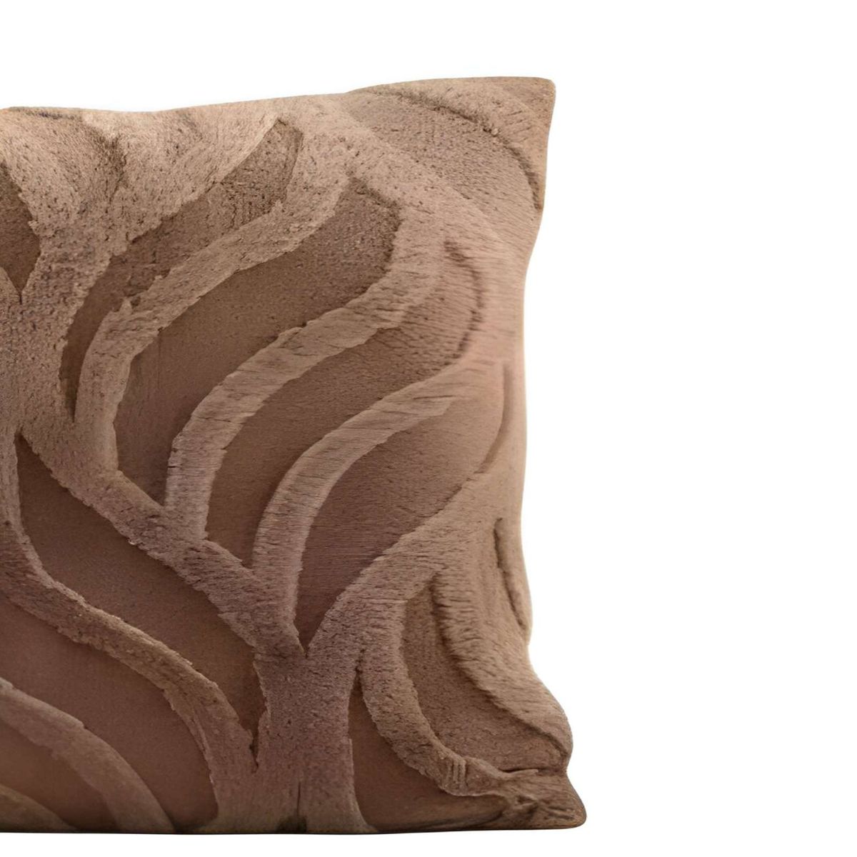 GENERICO - SET DE 4 FUNDAS PELUDAS HOJA 45X45 CAFE