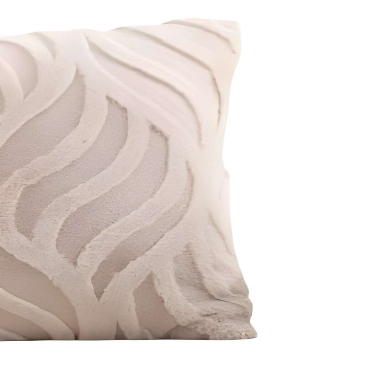 GENERICO - SET DE 4 FUNDAS PELUDAS HOJA 45X45 BEIGE