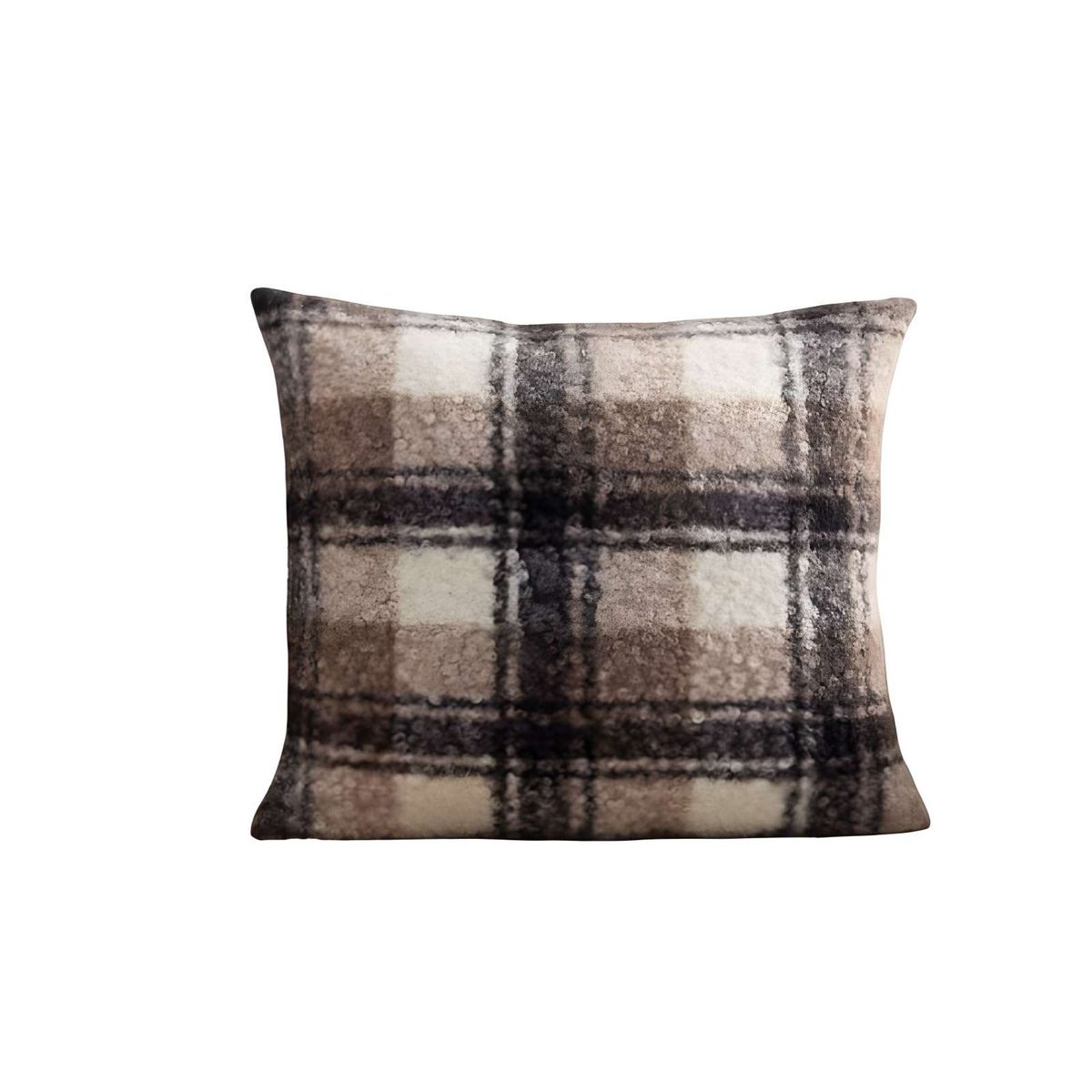 GENERICO - SET DE 4 FUNDAS PELUDAS CUADRILLE FELPA 45X45 CAFÉ OSCURO