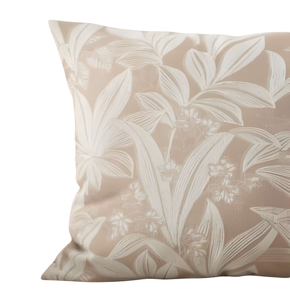 GENERICO - SET DE 4 FUNDAS PELUDAS DE HOJAS 45X45 BEIGE