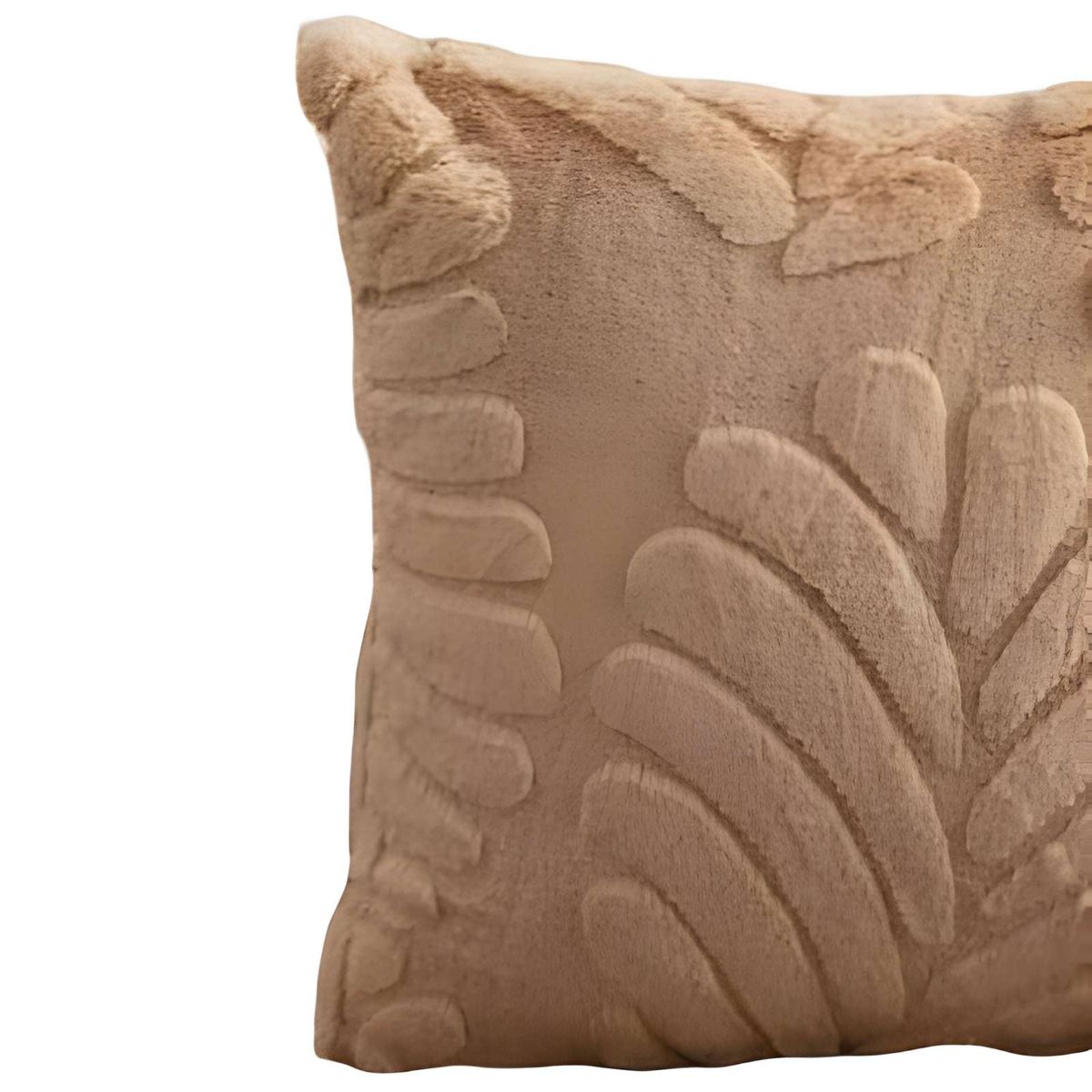 GENERICO - SET DE 4 FUNDAS PELUDAS DE HOJA MODERNA 45X45 CAFÉ