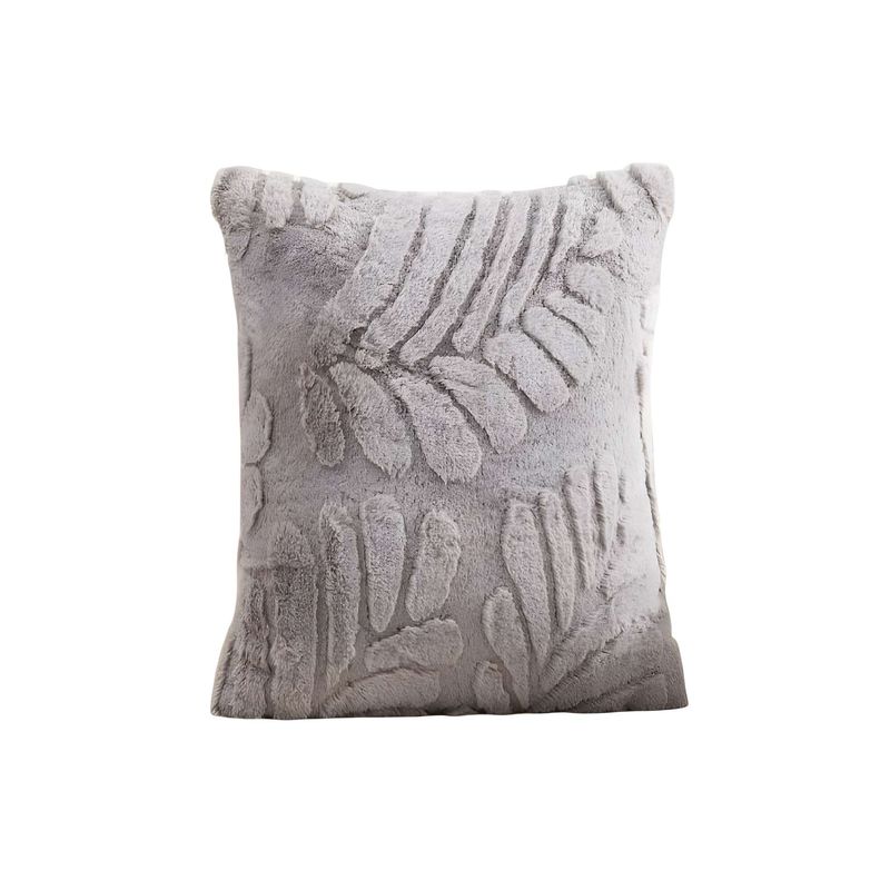 GENERICO - SET DE 4 FUNDAS PELUDAS DE HOJA MODERNA 45X45 GRIS