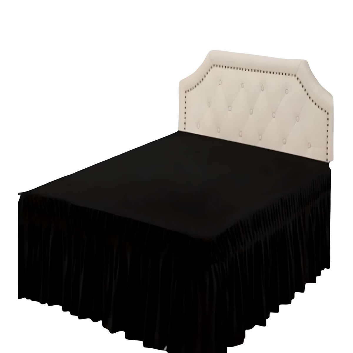 GENERICO - FALDON DE CAMA SIN FUNDA PLAZA Y MEDIA NEGRO