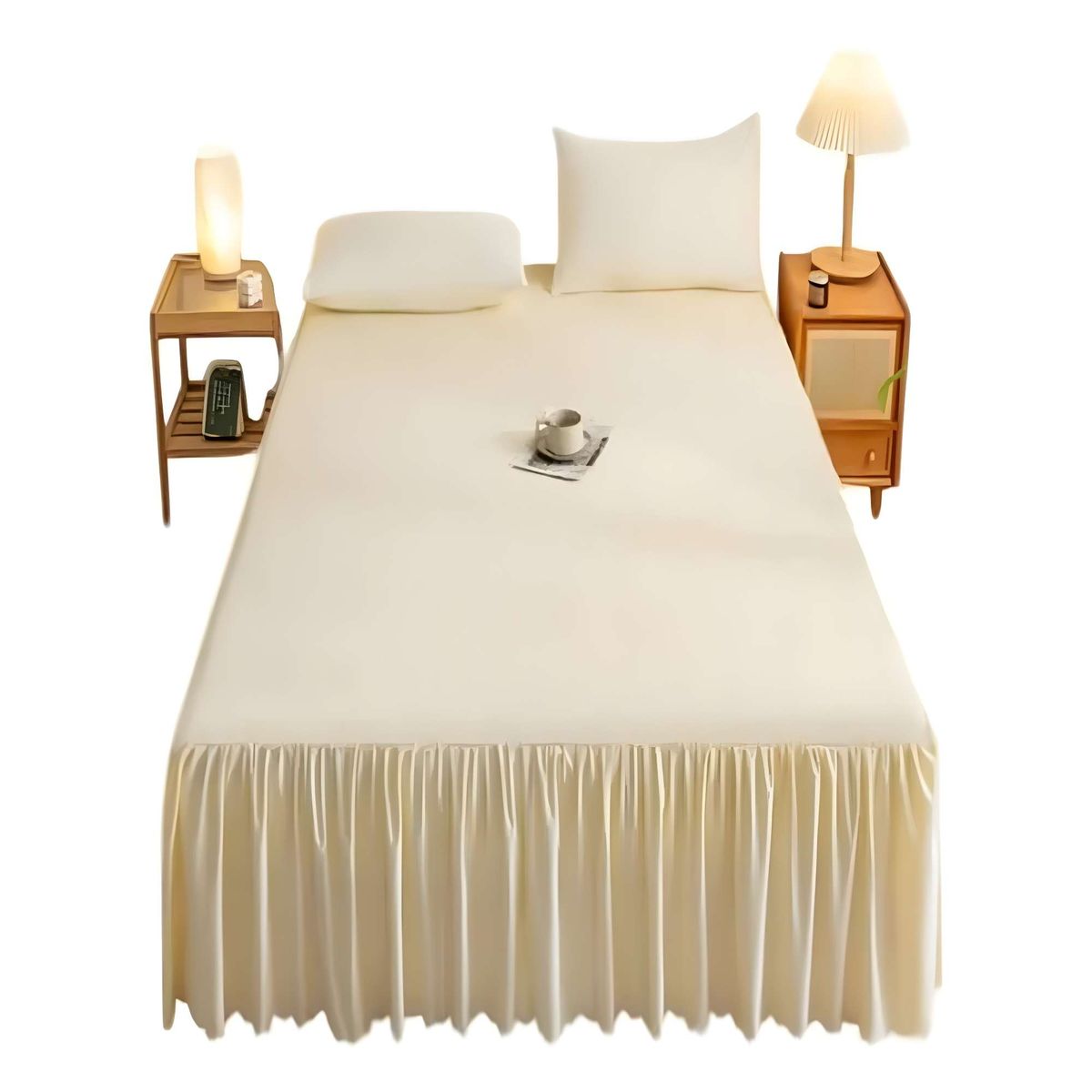 GENERICO - FALDON DE CAMA SIN FUNDA 2 PLAZAS BEIGE