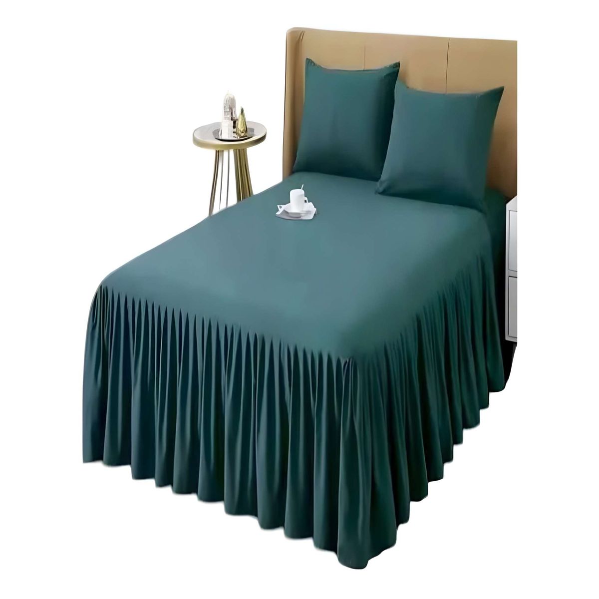 GENERICO - FALDON DE CAMA SIN FUNDA KING VERDE