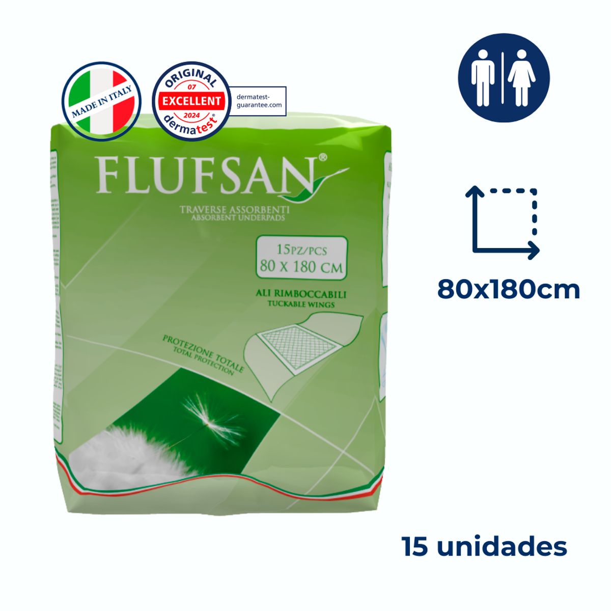 FLUFSAN - Protectores Sanitarios Premium 80x180cm Flufsan