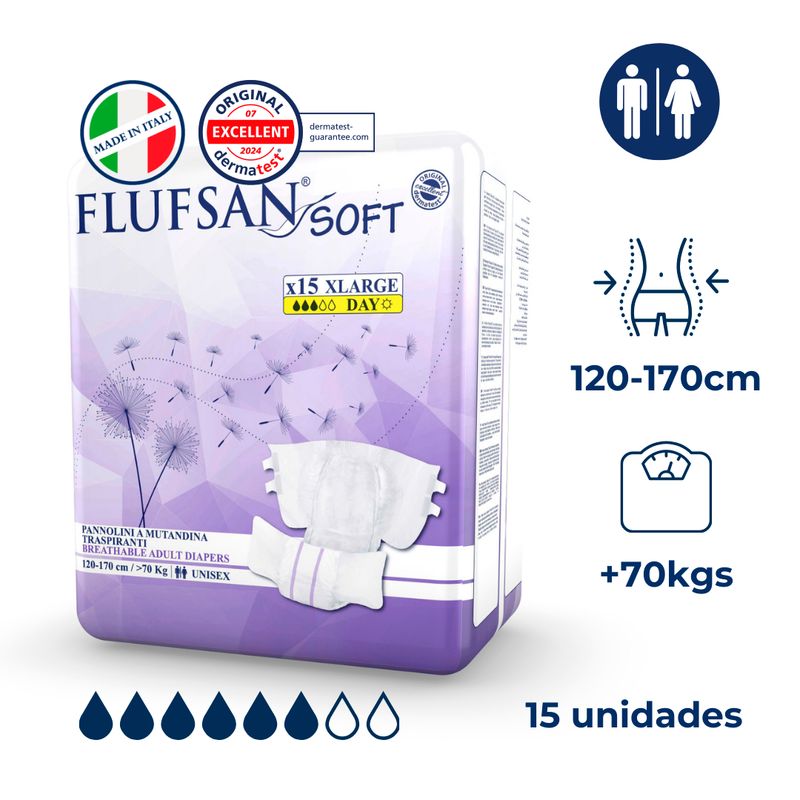 FLUFSAN - Pañal transpirable Flufsan XL Dia Flufsan