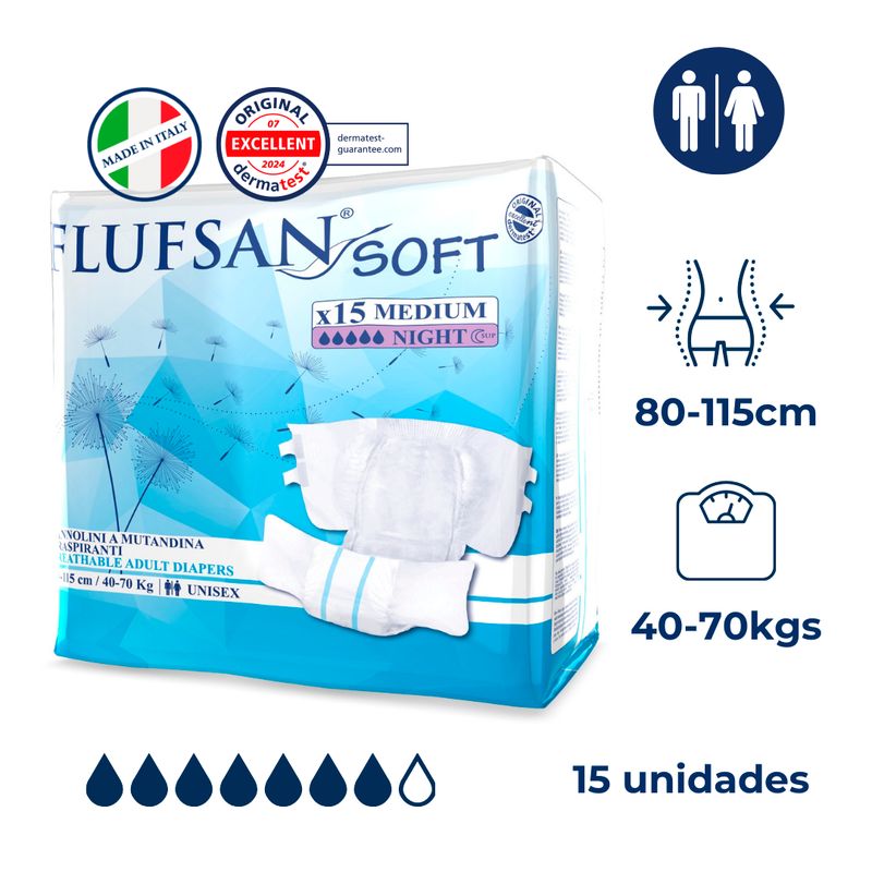 FLUFSAN - Pañal transpirable Flufsan M Noche Flufsan