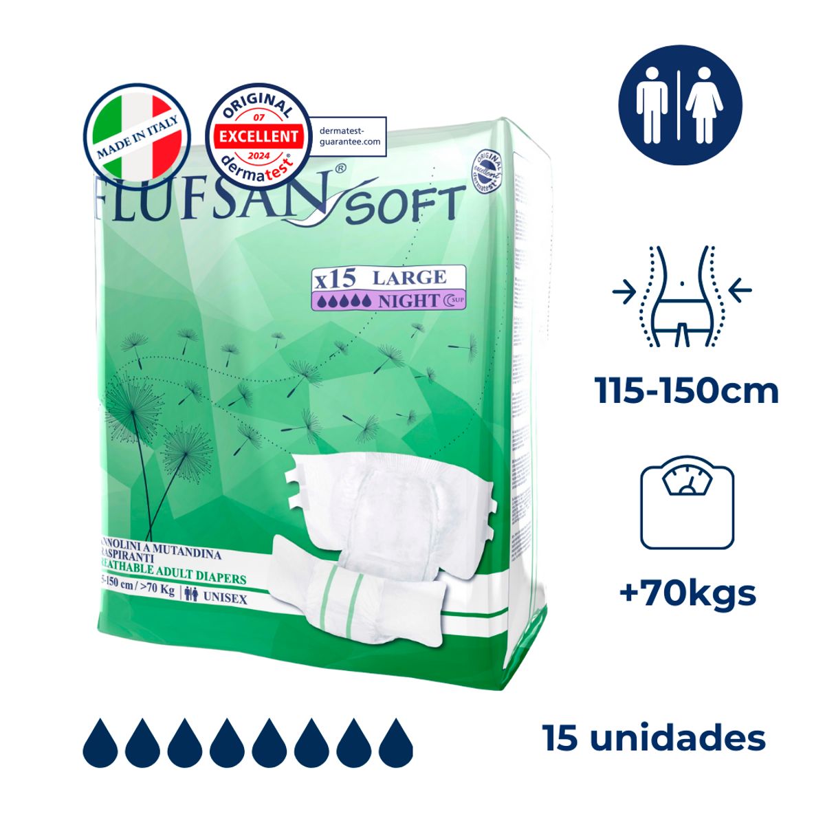 FLUFSAN - Pañal transpirable Flufsan L Noche Flufsan