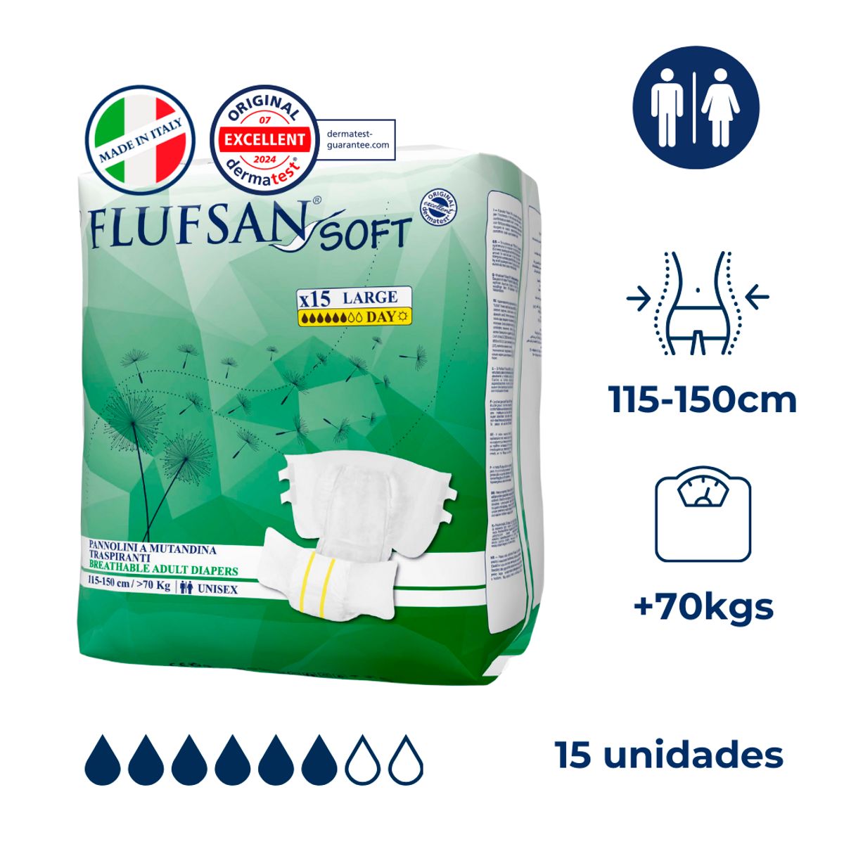 FLUFSAN - Pañal transpirable Flufsan L Día Flufsan