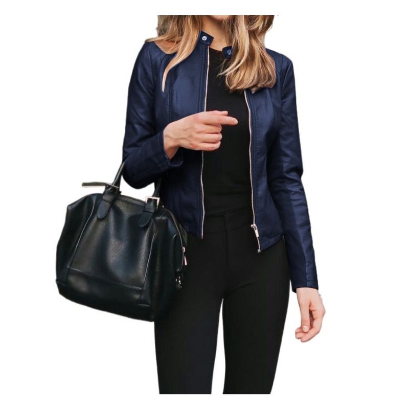 GIOIO - Chamarra De Cuero Pu De Moda Para Cortavientos Mujer