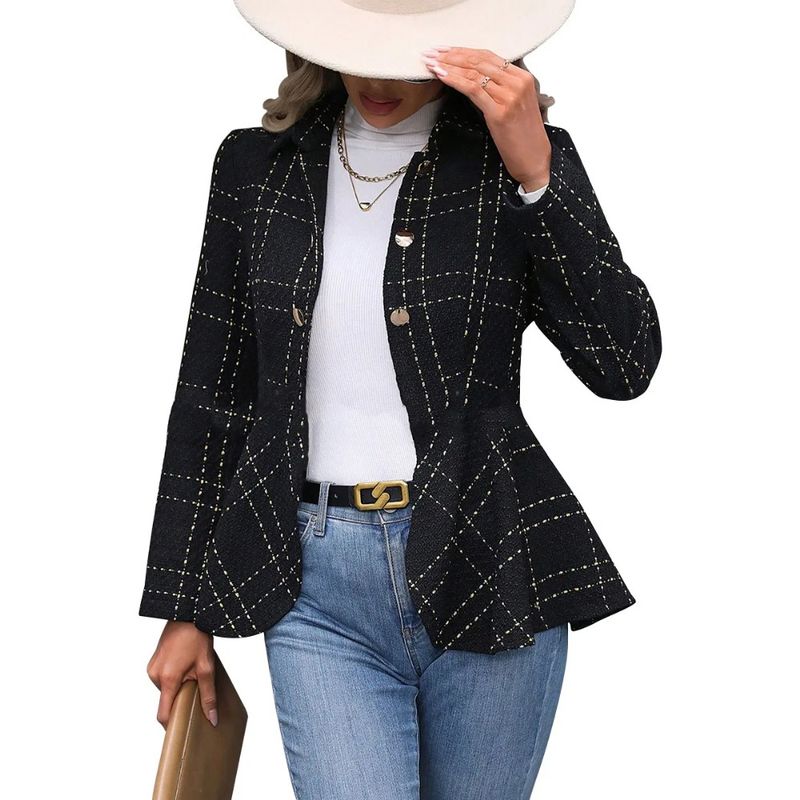 GIOIO - Chamarra Tipo Blazer Con Volantes Y Solapa Para Mujer