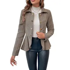 GIOIO - Chamarra Tipo Blazer Con Volantes Y Solapa Para Mujer