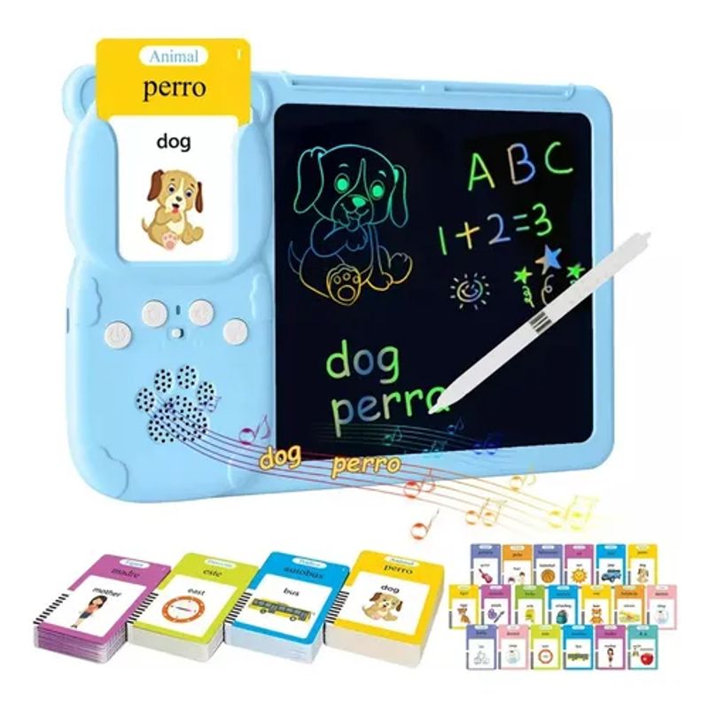 GENERICO - Tablero Didáctico Con 255 Tarjetas Español-inglés Para Niños
