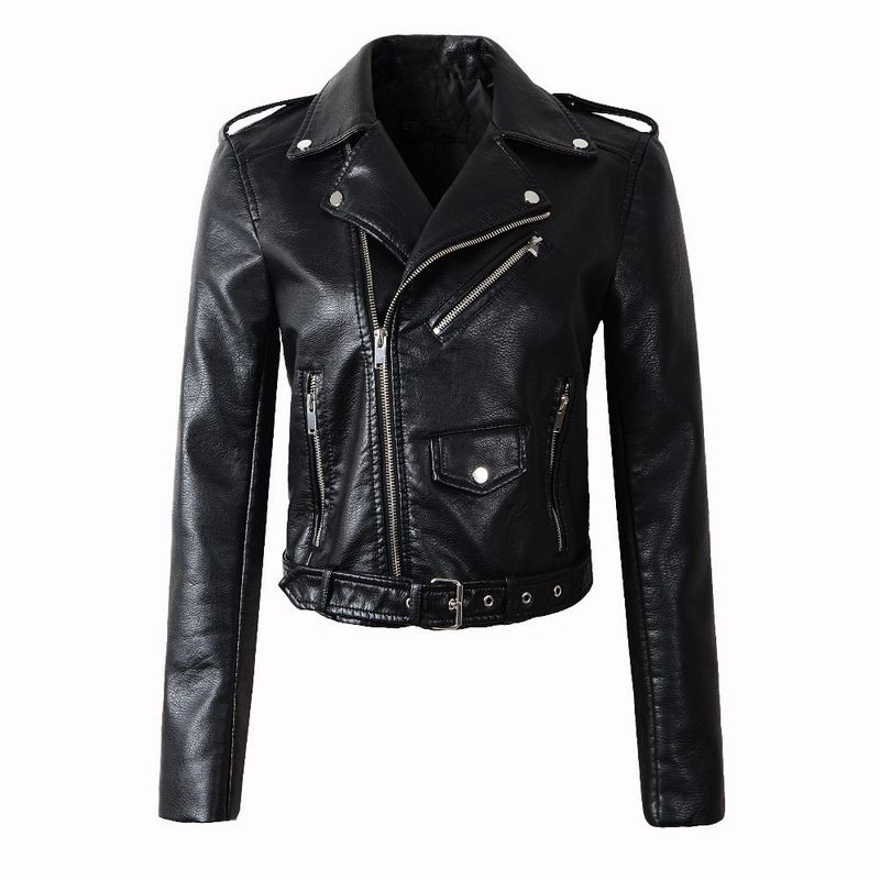 GIOIO - Mujeres De Moda Slim Chaqueta De Cuero Abrigo