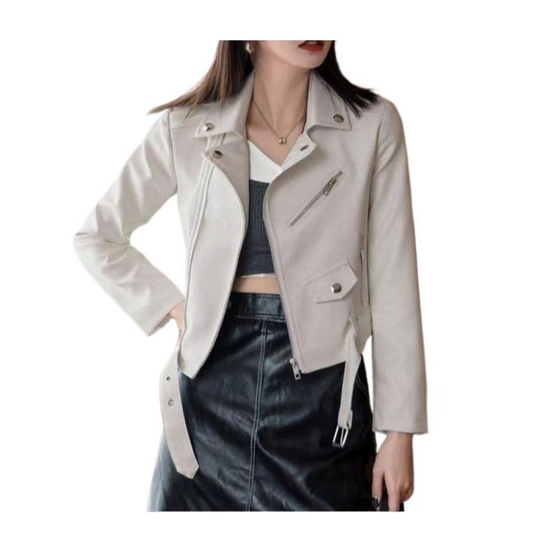 GIOIO - Mujeres De Moda Slim Chaqueta De Cuero Abrigo