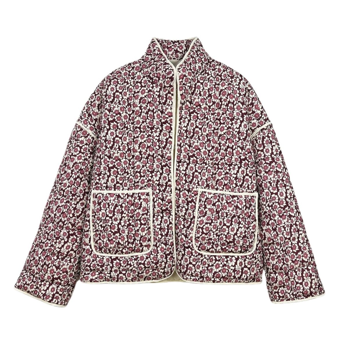 GIOIO - Abrigo Mujer Floral Acolchado Entallado Casual​