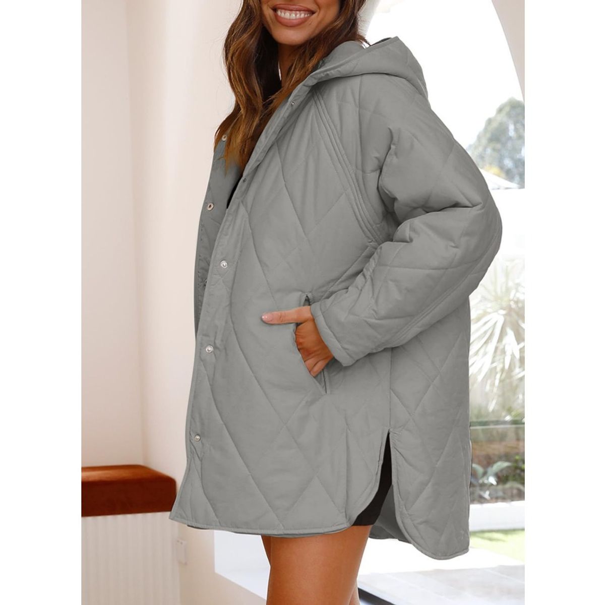 GIOIO - Chaqueta Mujer Liviana Acolchada Diamante Cálida Capucha​