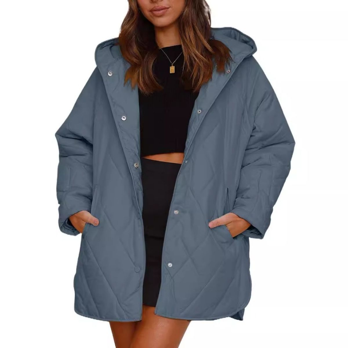 GIOIO - Chaqueta Mujer Liviana Acolchada Diamante Cálida Capucha​
