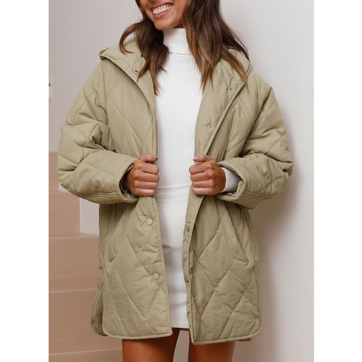 GIOIO - Chaqueta Mujer Liviana Acolchada Diamante Cálida Capucha​