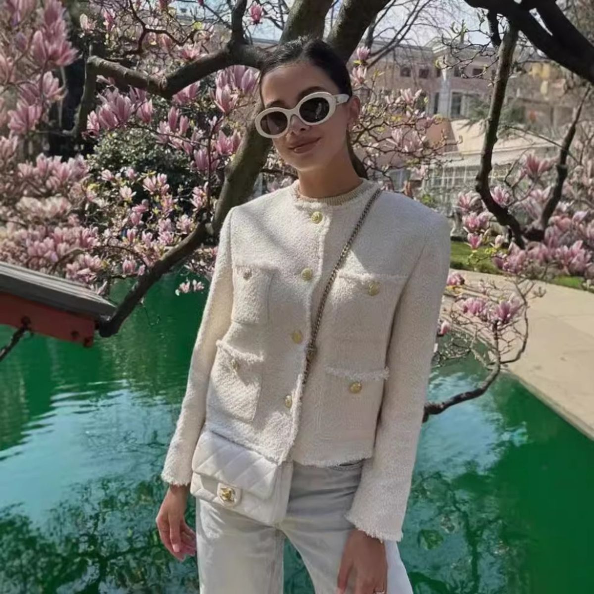 GIOIO - Chaqueta Corta Gruesa Un Botón Dorado Casual Entallada​