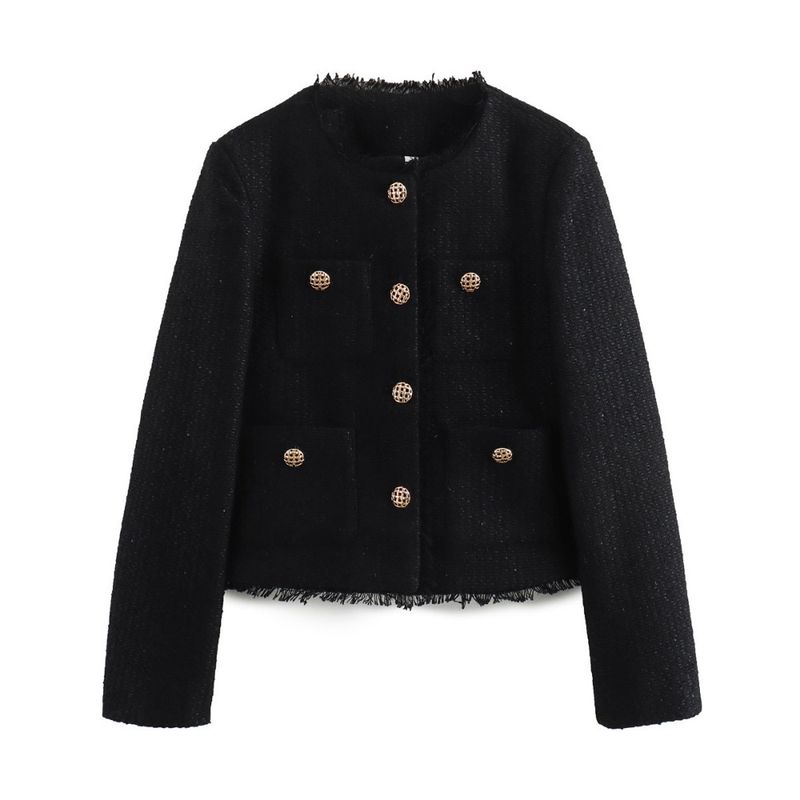 GIOIO - Chaqueta Corta Gruesa Un Botón Dorado Casual Entallada​