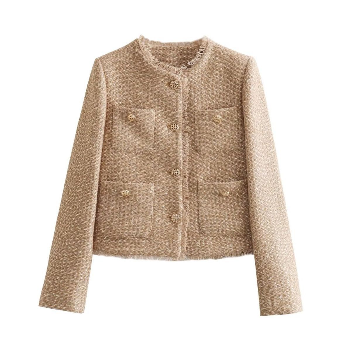 GIOIO - Chaqueta Corta Gruesa Un Botón Dorado Casual Entallada​
