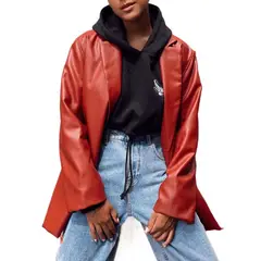 GIOIO - Saco Piel Mujer Caliente Informal Elegante Ajustada​