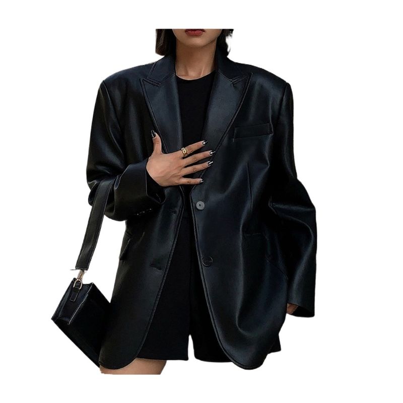 GIOIO - Saco Mujer Piel Cuero Premium Relajado Moderno​