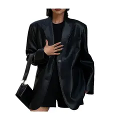 GIOIO - Saco Mujer Piel Cuero Premium Relajado Moderno​