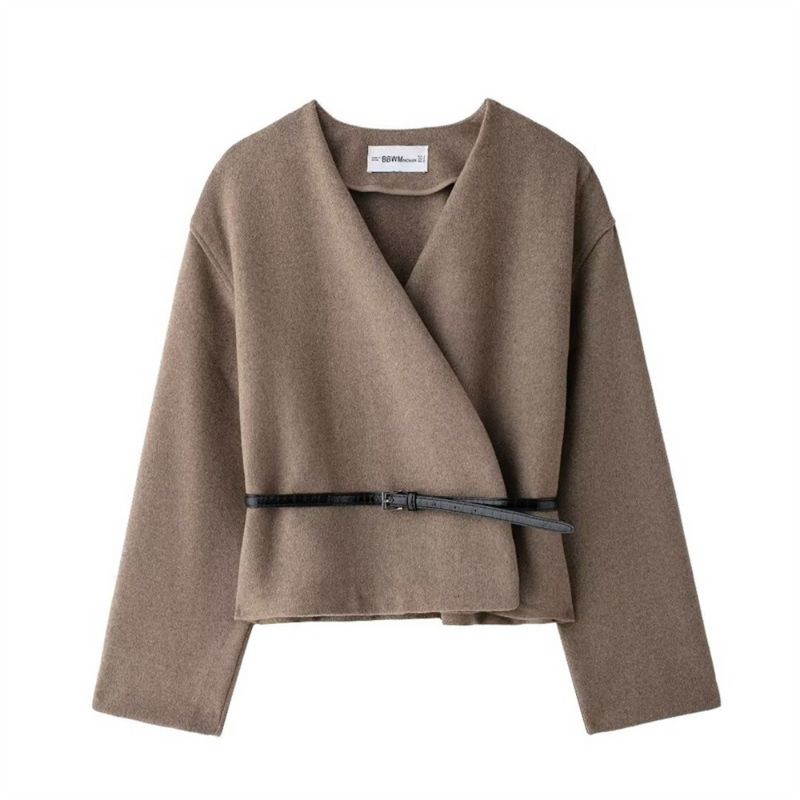 GIOIO - Chaqueta Mujer Cinturón Suave Europea Figura Flúida Urbana​
