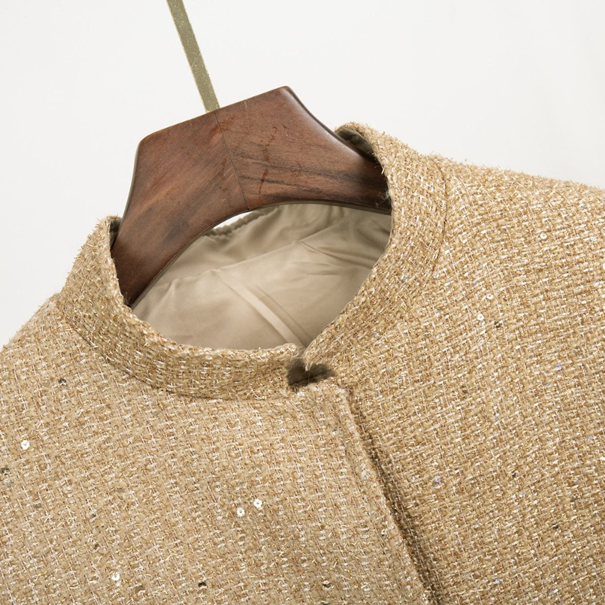 GIOIO - Chaqueta Mujer Brillante Cuello Alto Silueta Flúida Moderna​