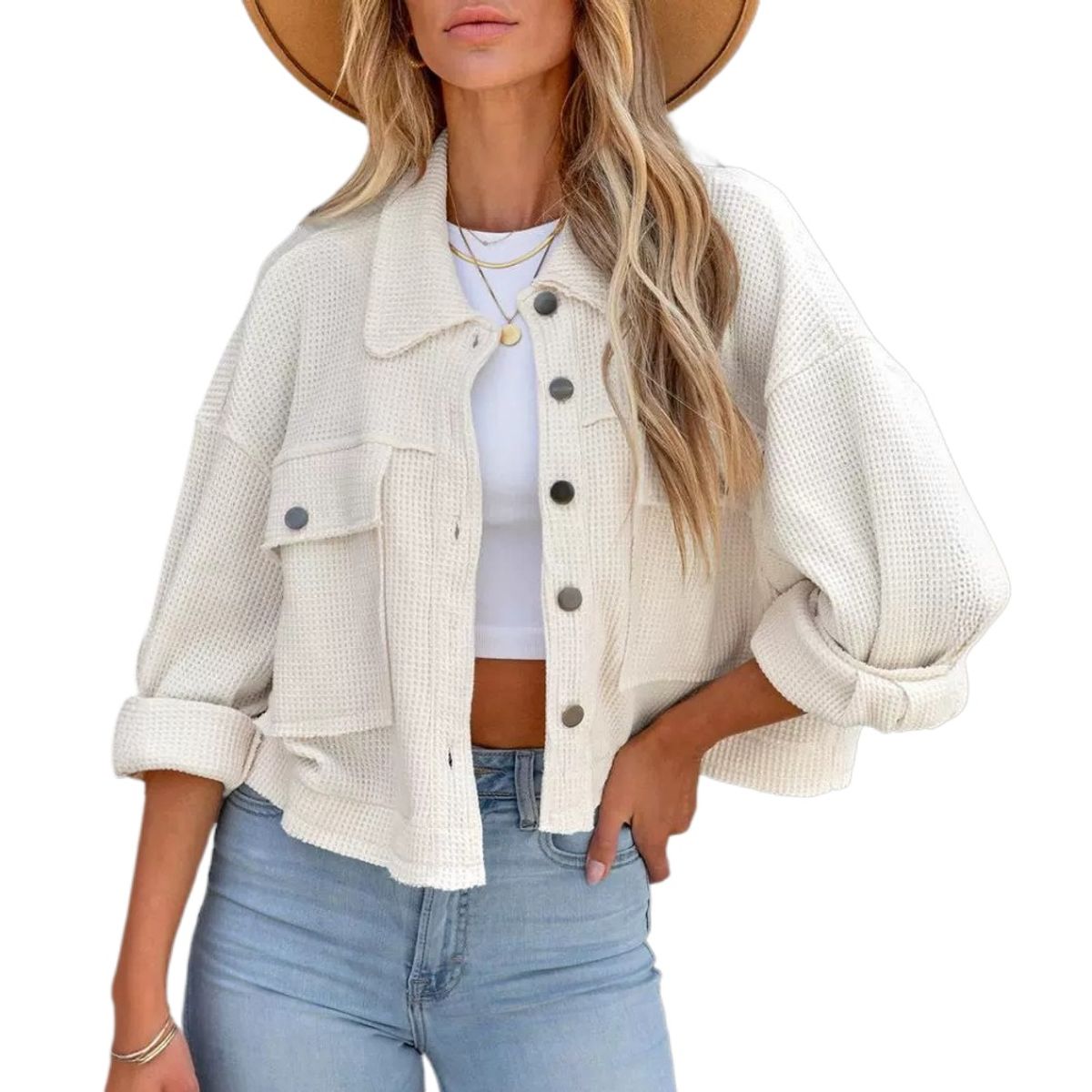 GIOIO - Cárdigan Mujer Cuadros Cruzados Oficina Elegante Abrochado Abierto​