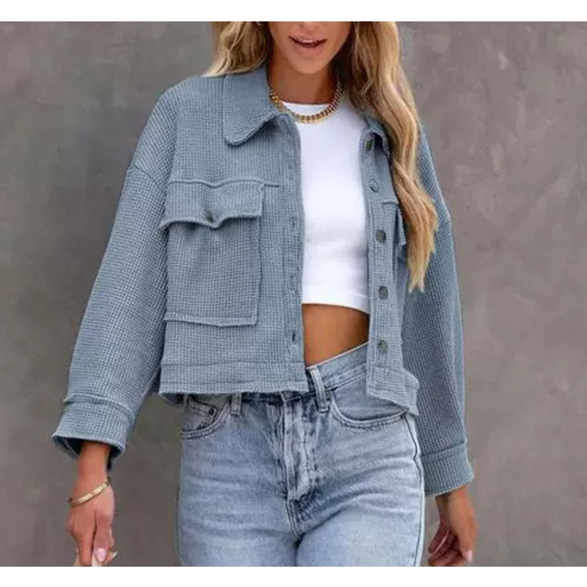 GIOIO - Cárdigan Mujer Cuadros Cruzados Oficina Elegante Abrochado Abierto​